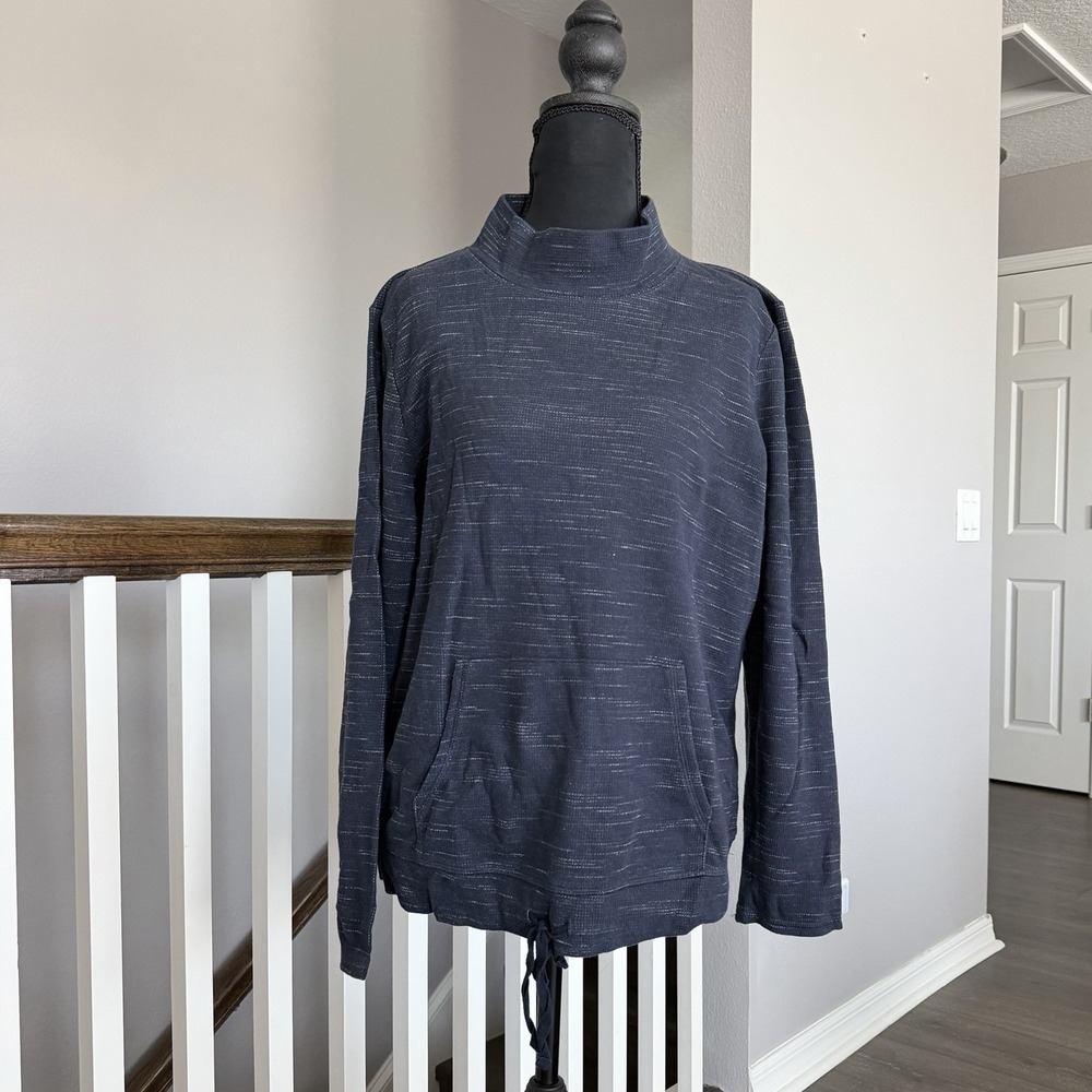 J Jill Pure‎ Jill Organic Cotton Sweatshirt Medium Blue Coastal Lagenlook Preppy
